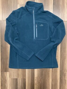 L.L.Bean Men’s Medium Blue Quarter-Zip Fleece Pullover Jacket